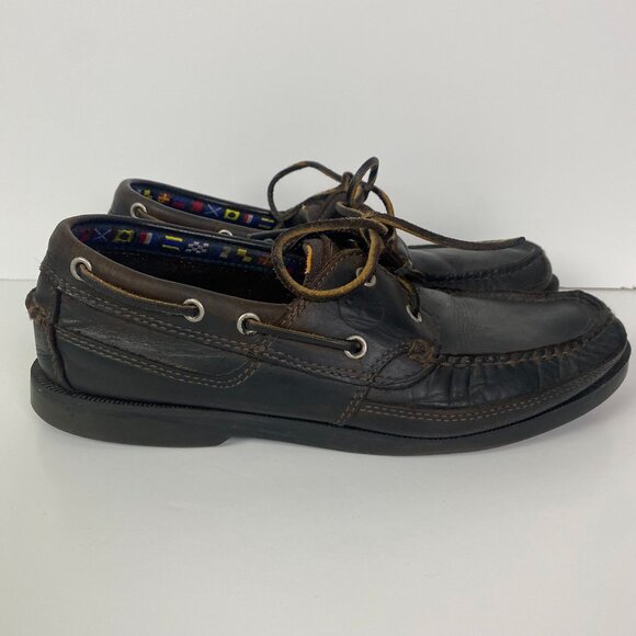 Timberland Shoes Men's 8.5M Chocolate Brown Boat Kia Wah 2 Eye Leather 8.5 M - Picture 1 of 16